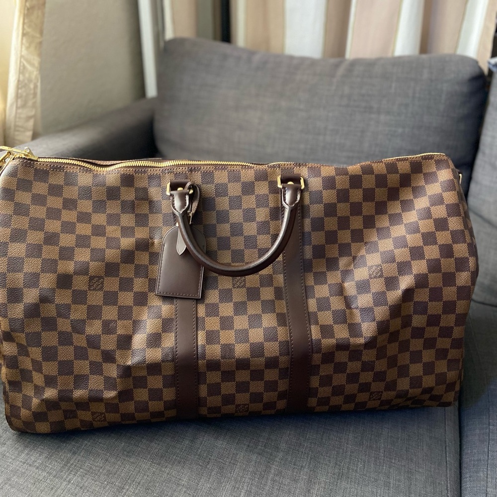 Louis Vuitton Brown Checkered Duffel Bag